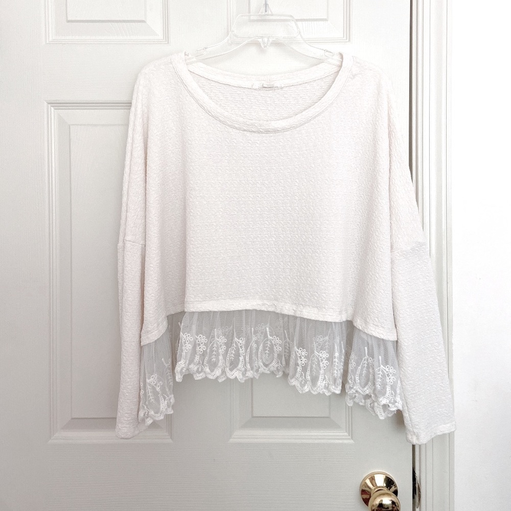 Urban Outfitters Cropped Lace Detailing Top